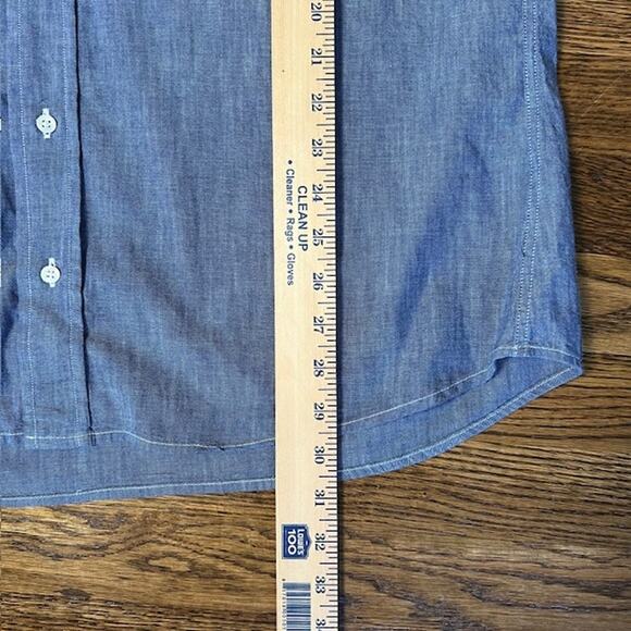 Gitman Bros. Long Sleeve Button Down Dress Shirt Mens 16.5-34 Blue Chambray USA - Picture 8 of 9